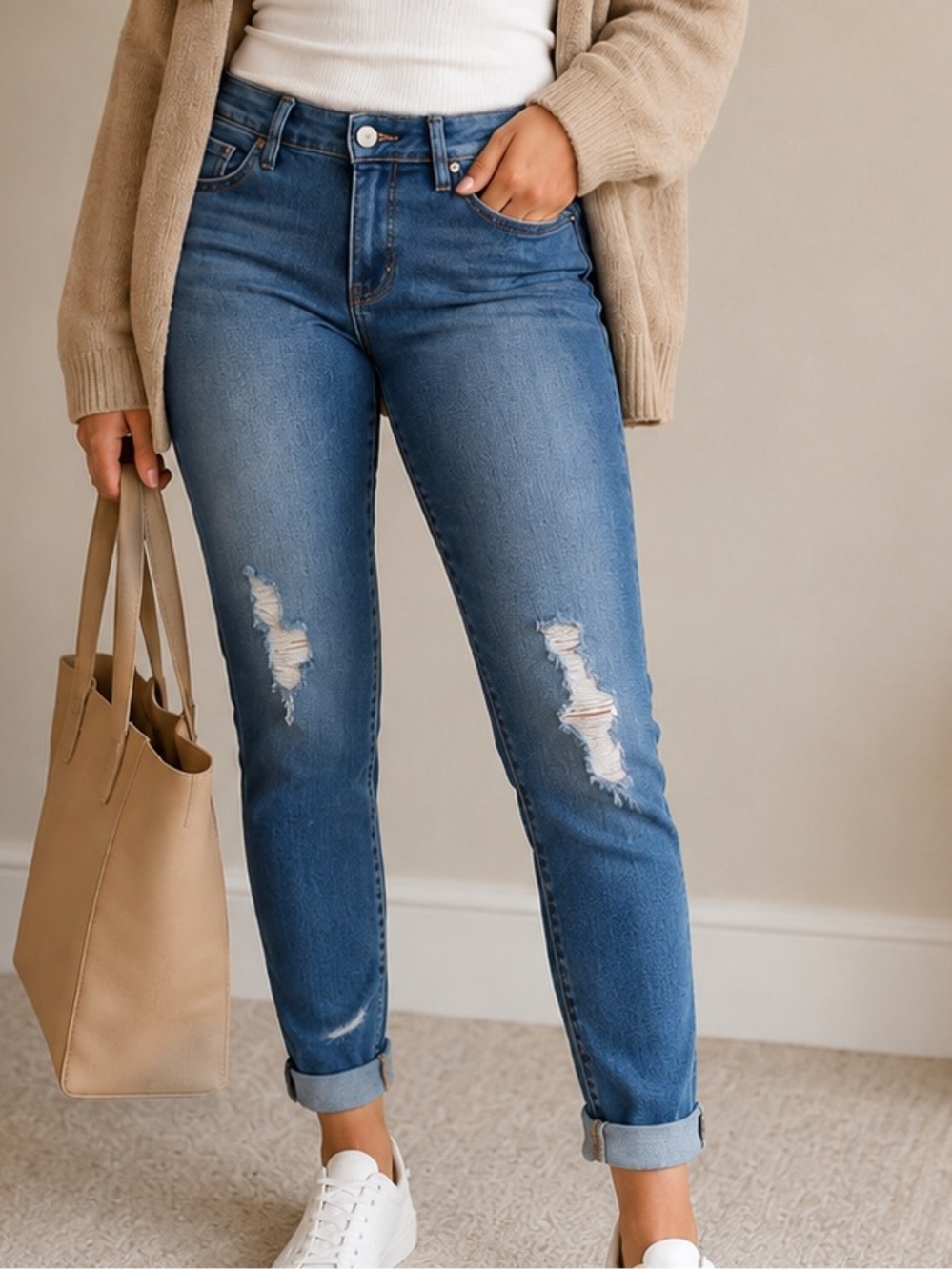 YMI Wanna Betta Butt Jeans 11/30 Mid Rise Skinny Distressed Blue Denim
